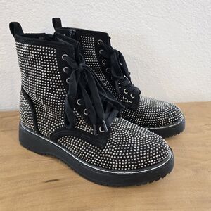 Madden Girl Kurrt Glitz Combat Boots in Black Size 6.5